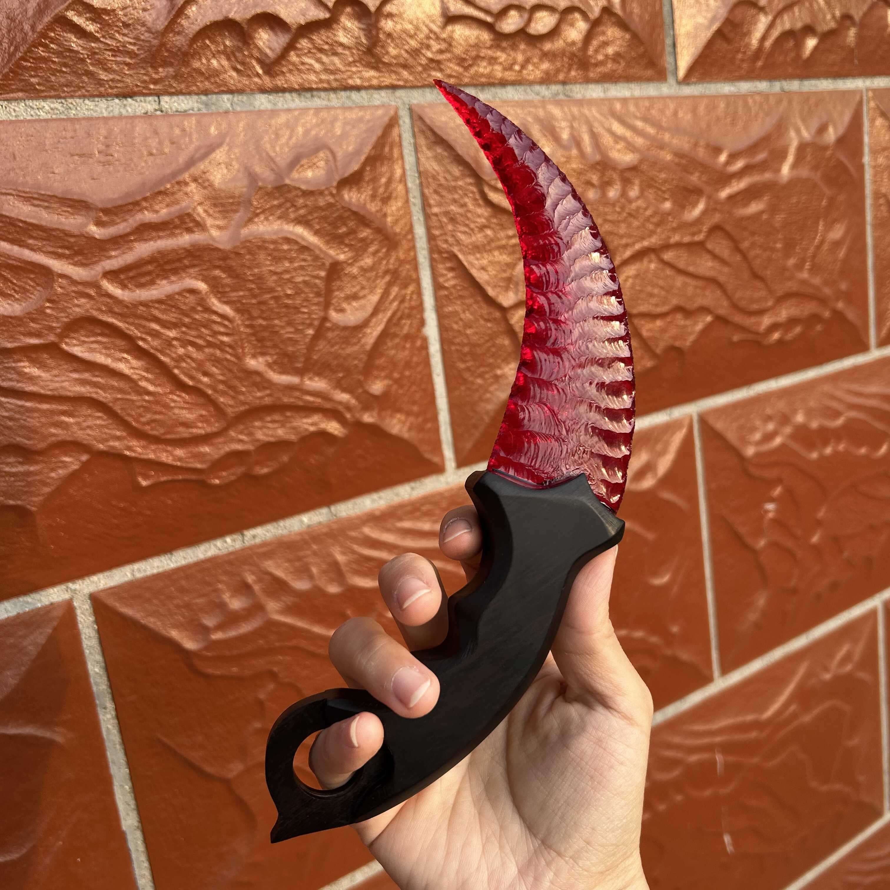 Red Glass Karambit with Ebony Handle