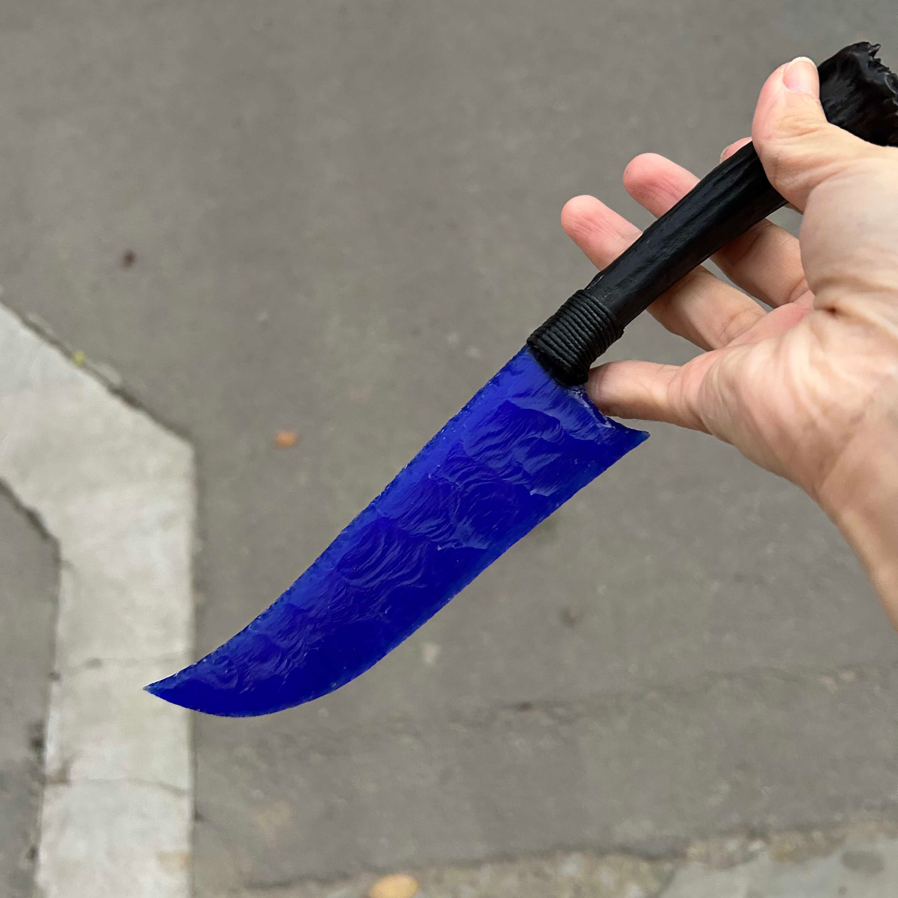 Klein Blue Cat’s Eye Stone Hunting Knife with Antler Handle