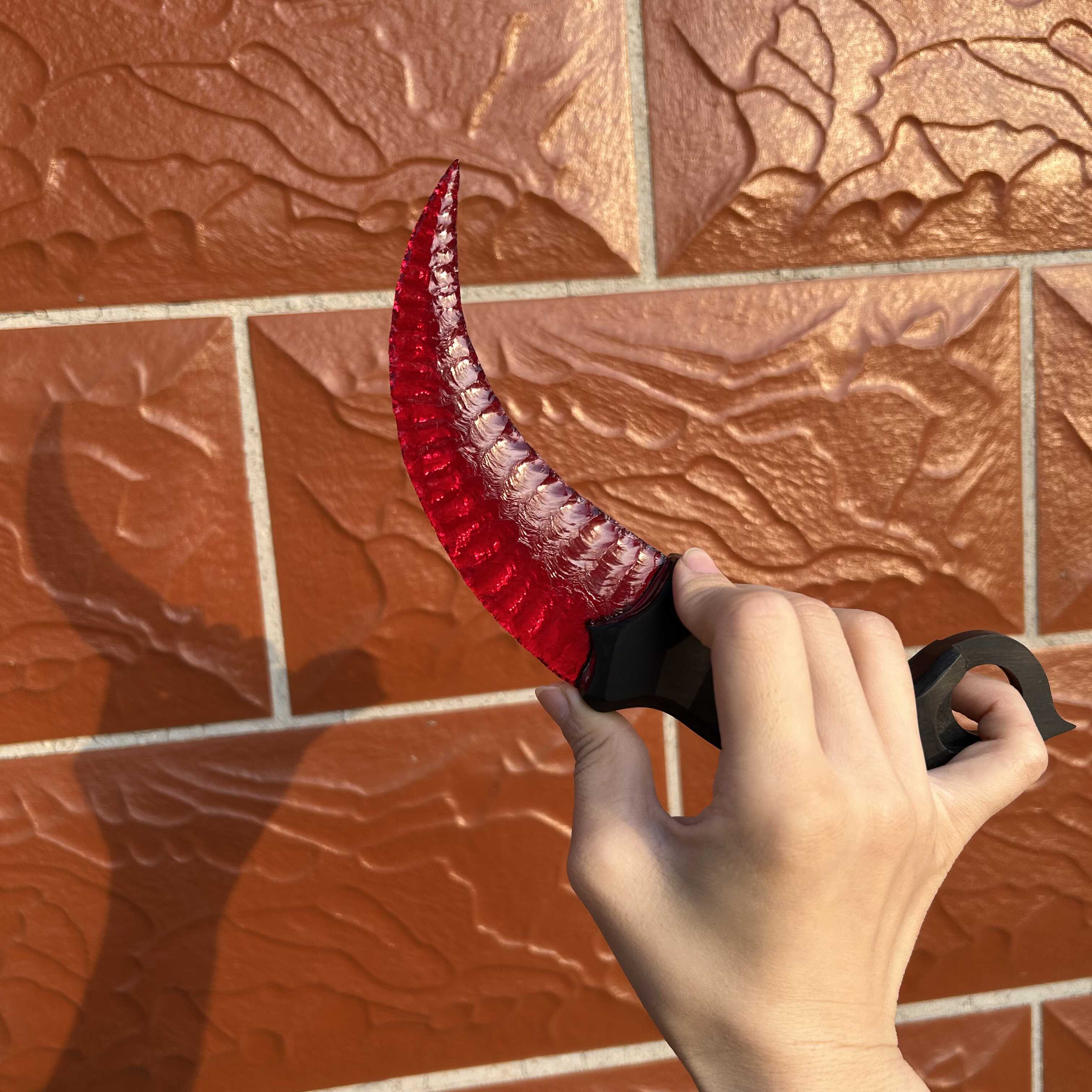 Red Glass Karambit with Ebony Handle