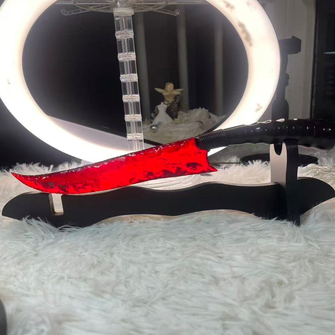 Red Glass Hunting Knife with Antler / Horn Handle