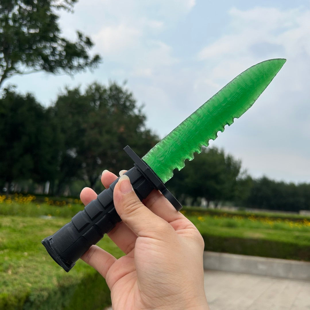 Green Cat’s Eye Stone M9 Dagger with 3D-Printed Handle