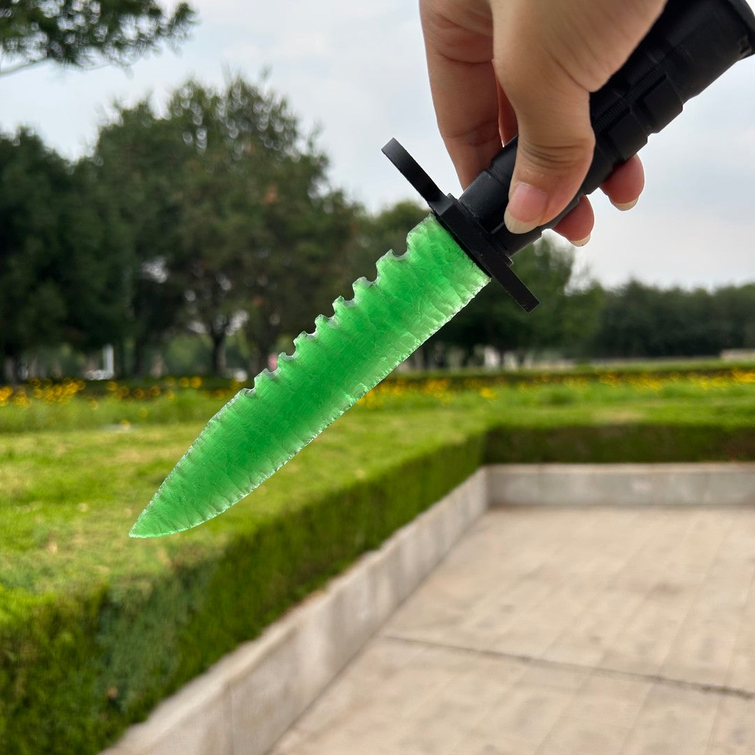 Green Cat’s Eye Stone M9 Dagger with 3D-Printed Handle