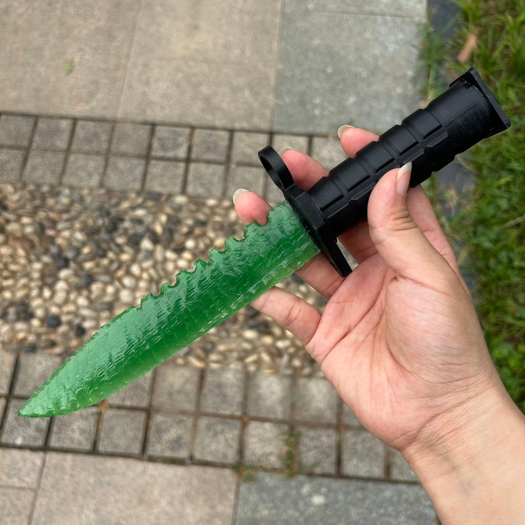 Green Cat’s Eye Stone M9 Dagger with 3D-Printed Handle