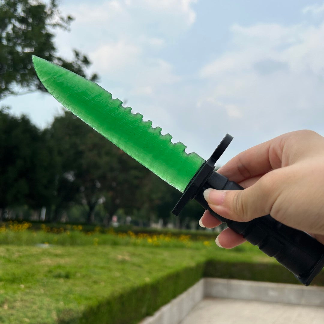 Green Cat’s Eye Stone M9 Dagger with 3D-Printed Handle