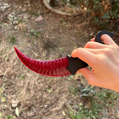 Red Glass Karambit with Ebony Handle