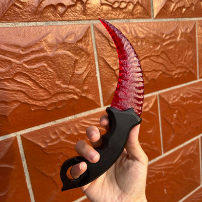 Red Glass Karambit with Ebony Handle