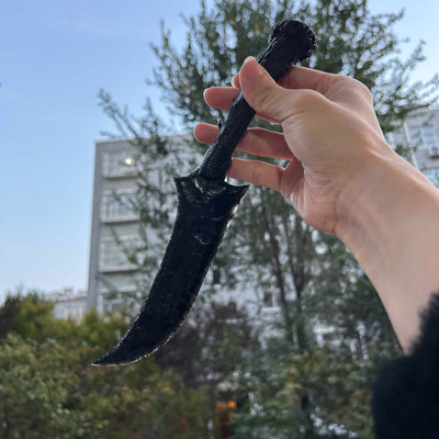 Obsidian Irregular Hunting Knife with Black Antler Handle