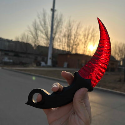 Red Glass Karambit with Ebony Handle