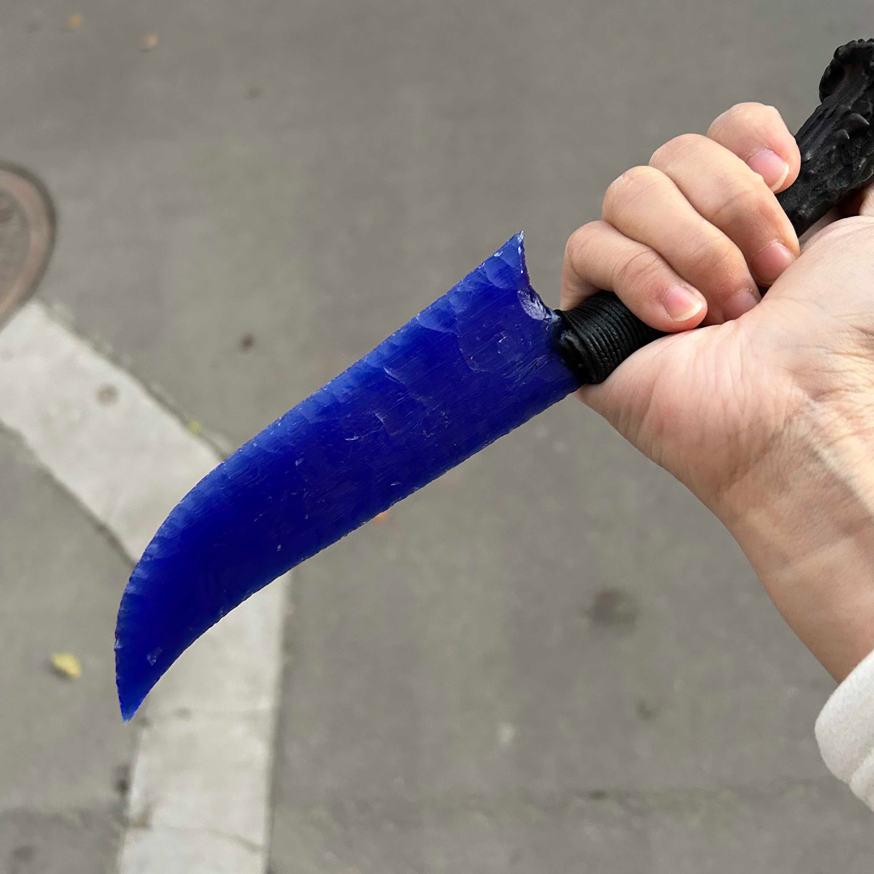 Klein Blue Cat’s Eye Stone Hunting Knife with Antler Handle