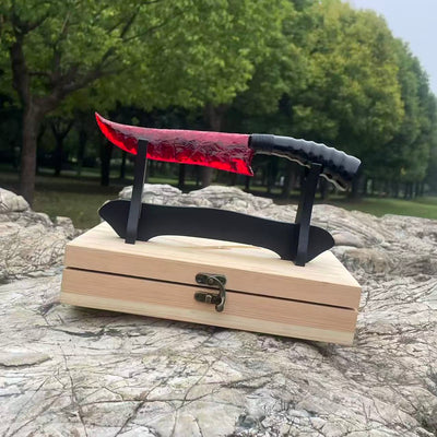 Red Glass Hunting Knife with Antler / Horn Handle