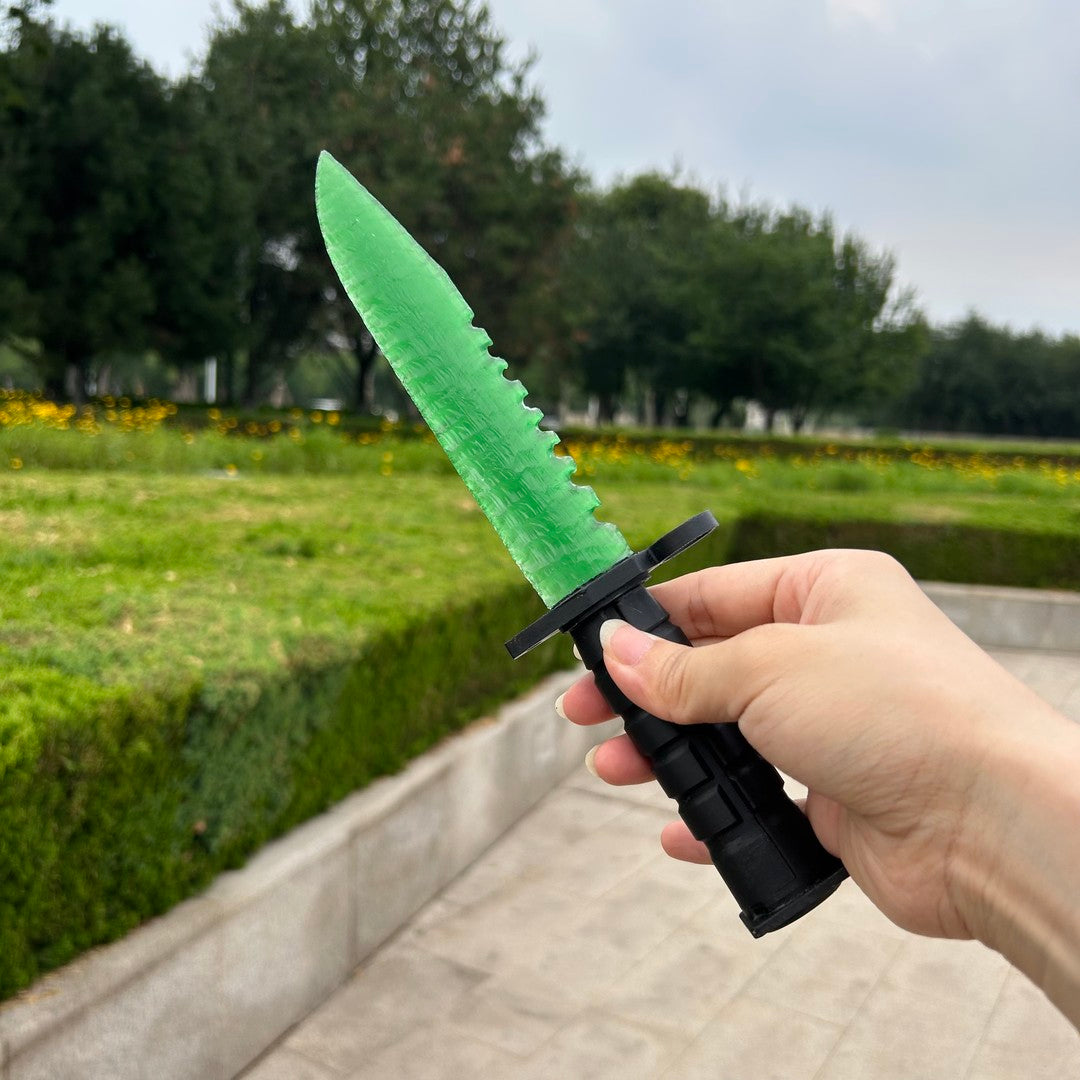 Green Cat’s Eye Stone M9 Dagger with 3D-Printed Handle