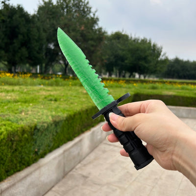 Green Cat’s Eye Stone M9 Dagger with 3D-Printed Handle